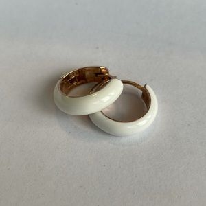 Kate Spade white enamel hoop earring